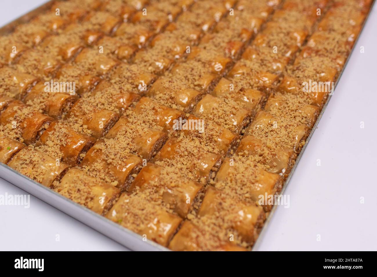 Nahaufnahme der köstlichen traditionellen nahöstlichen Baklava Stockfoto