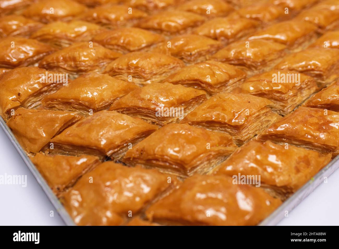 Nahaufnahme der köstlichen traditionellen nahöstlichen Baklava Stockfoto