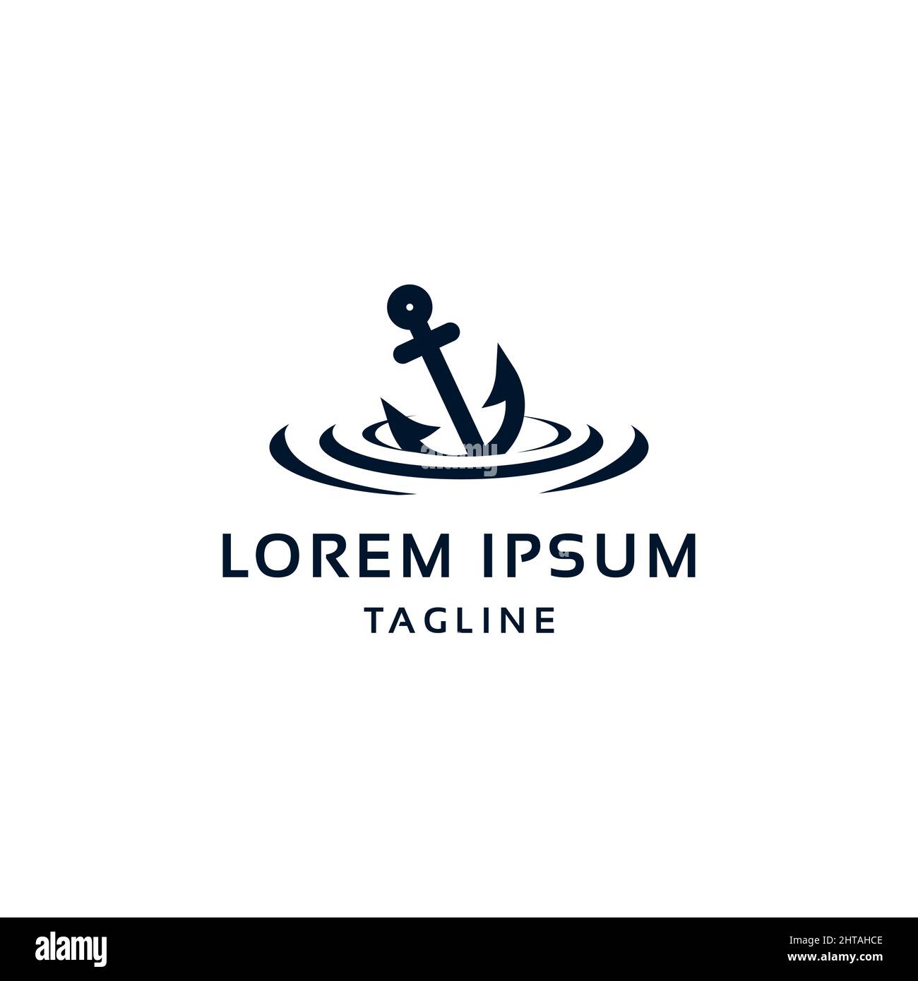 Anker mit Vektorvorlage für Wasserdarstellung Stock Vektor