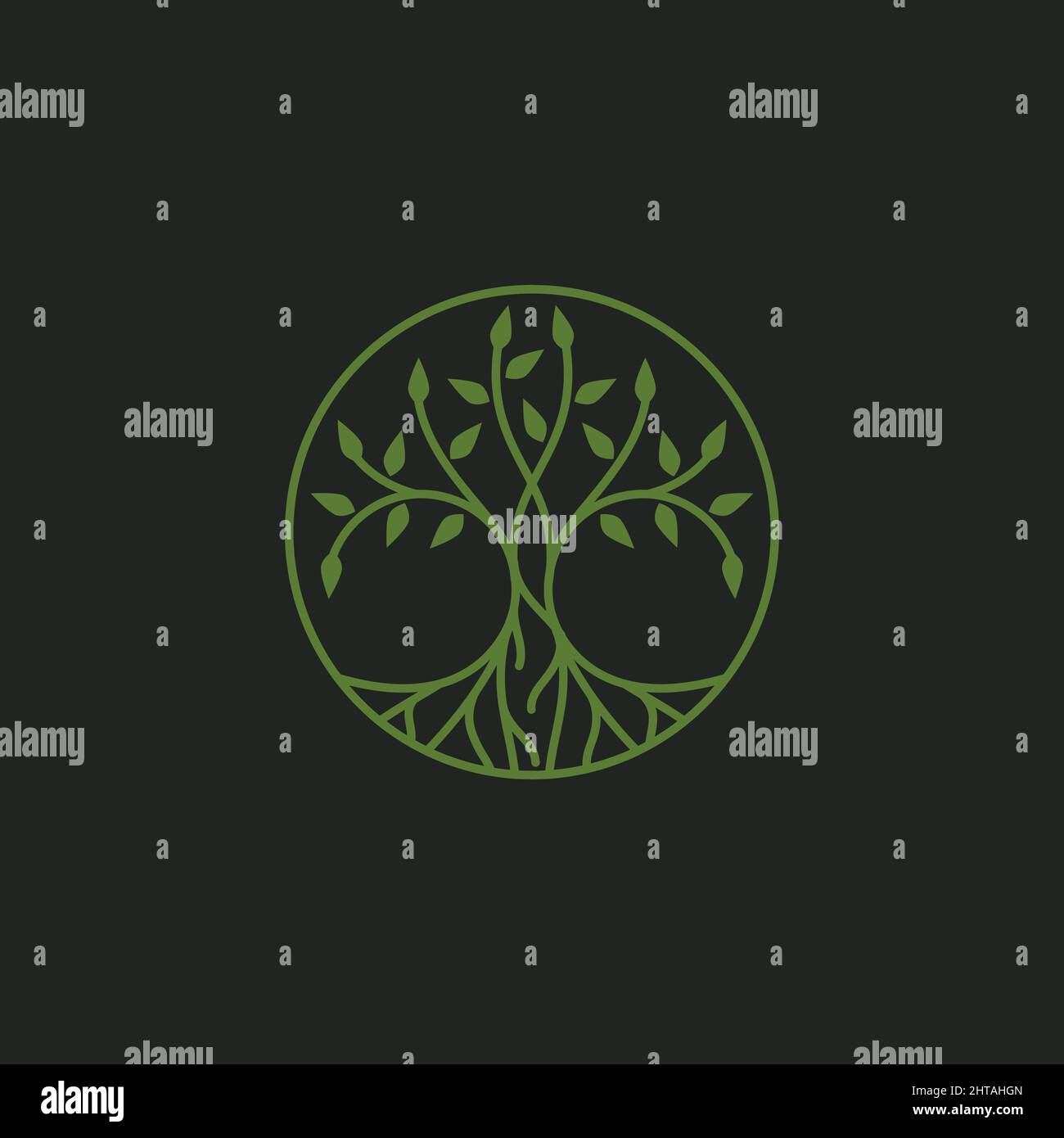 Runde Baum Logo Design Illustration Vektor Vorlage Stock Vektor
