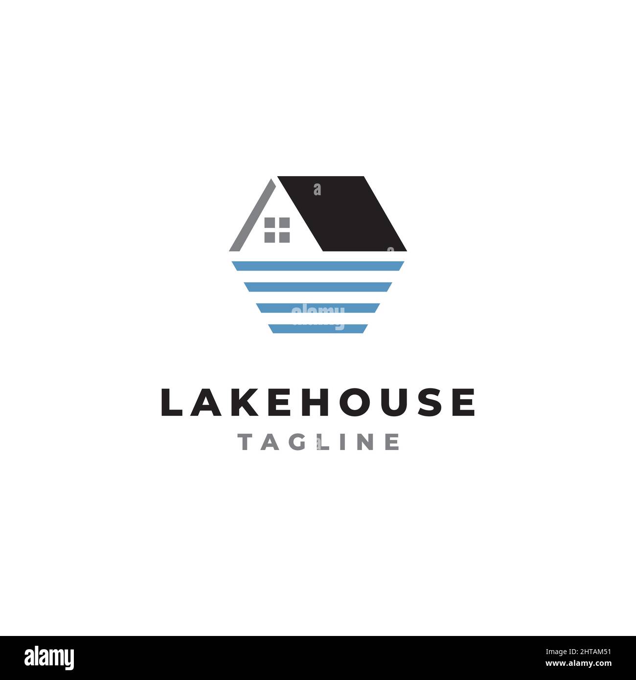 Lake House Logo Design Illustration Vektor Vorlage Stock Vektor