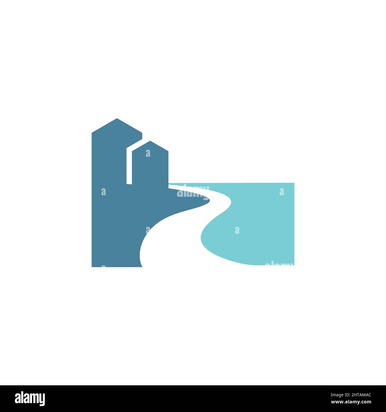 Coastal Residence Logo Design Illustration Vektor Vorlage Stock Vektor