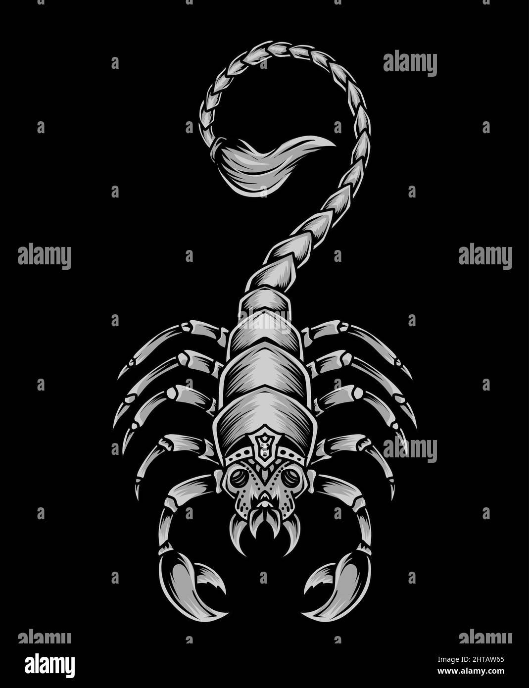 Isolierter Skorpion auf schwarzem Hintergrund-Vektor-Illustration Stock Vektor