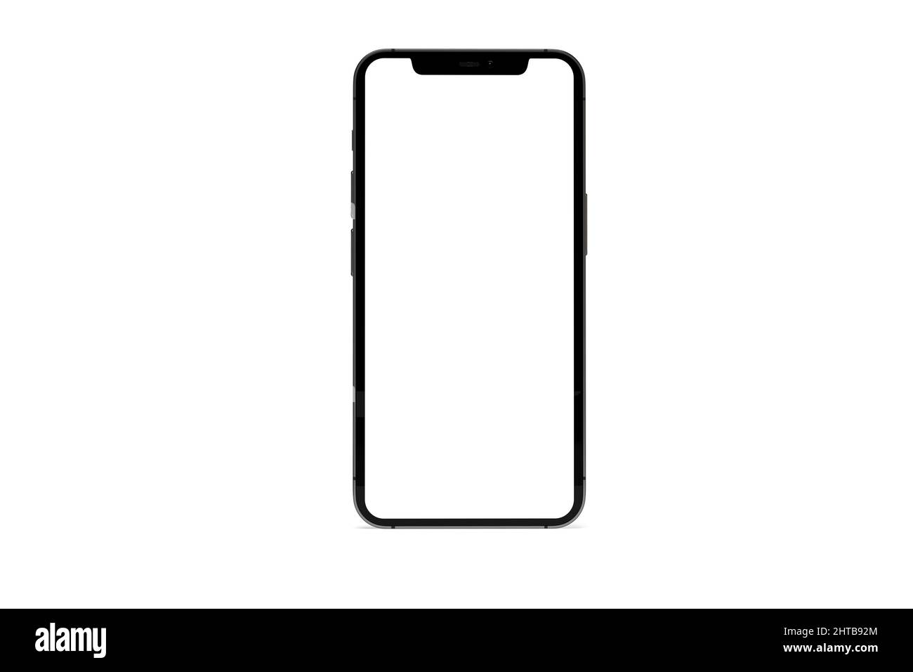Smartphone-Mockup mit leerem weißen Bildschirm Stockfoto