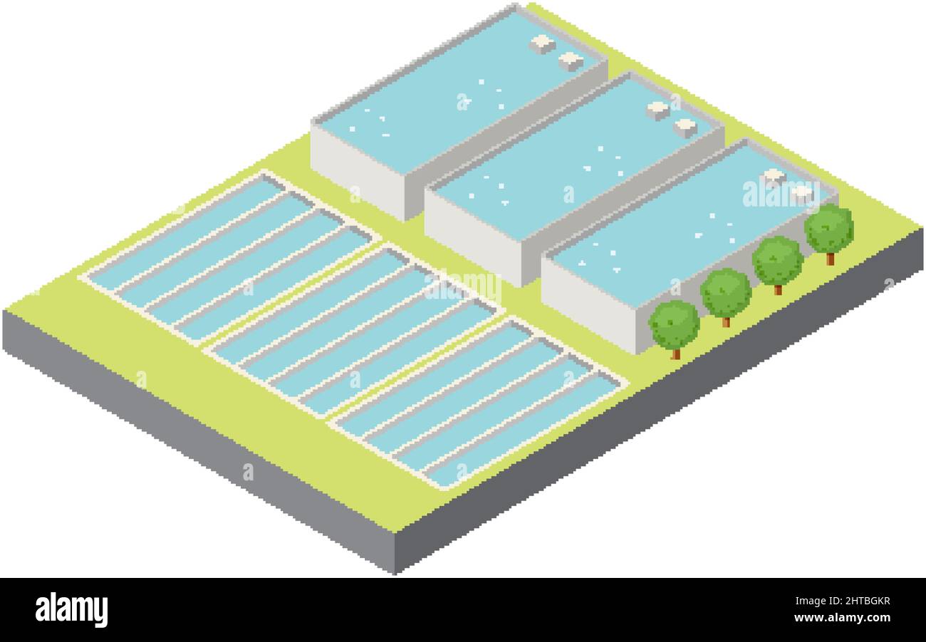 Abbildung des isometrischen Industriebereichs der Entsalzungsanlage Stock Vektor