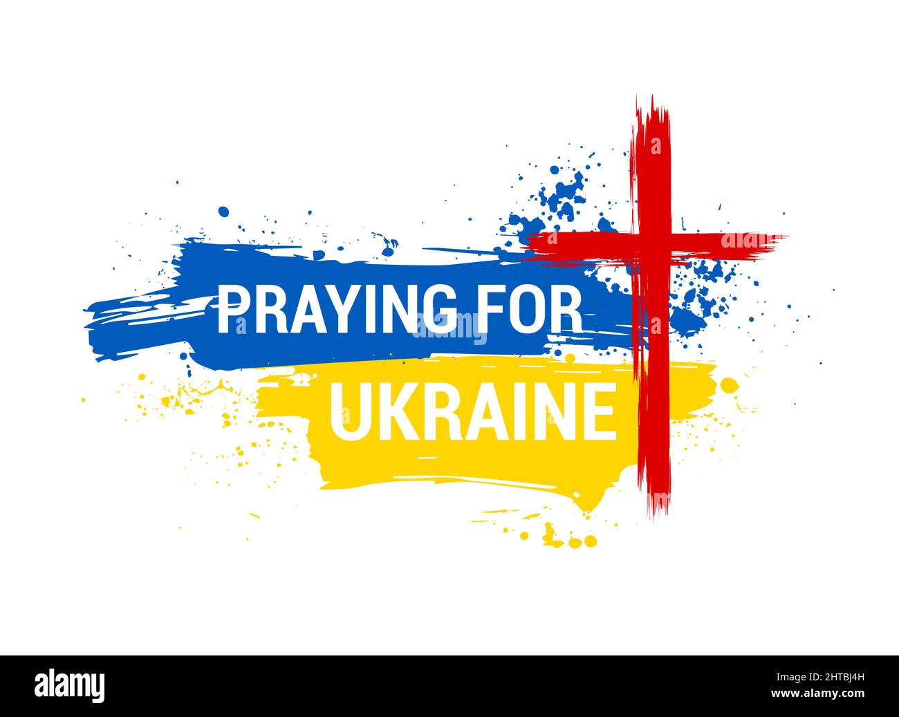 Gebetsunterstützung des ukrainischen Volkes, Hoffnung auf Jesus Christus Stock Vektor