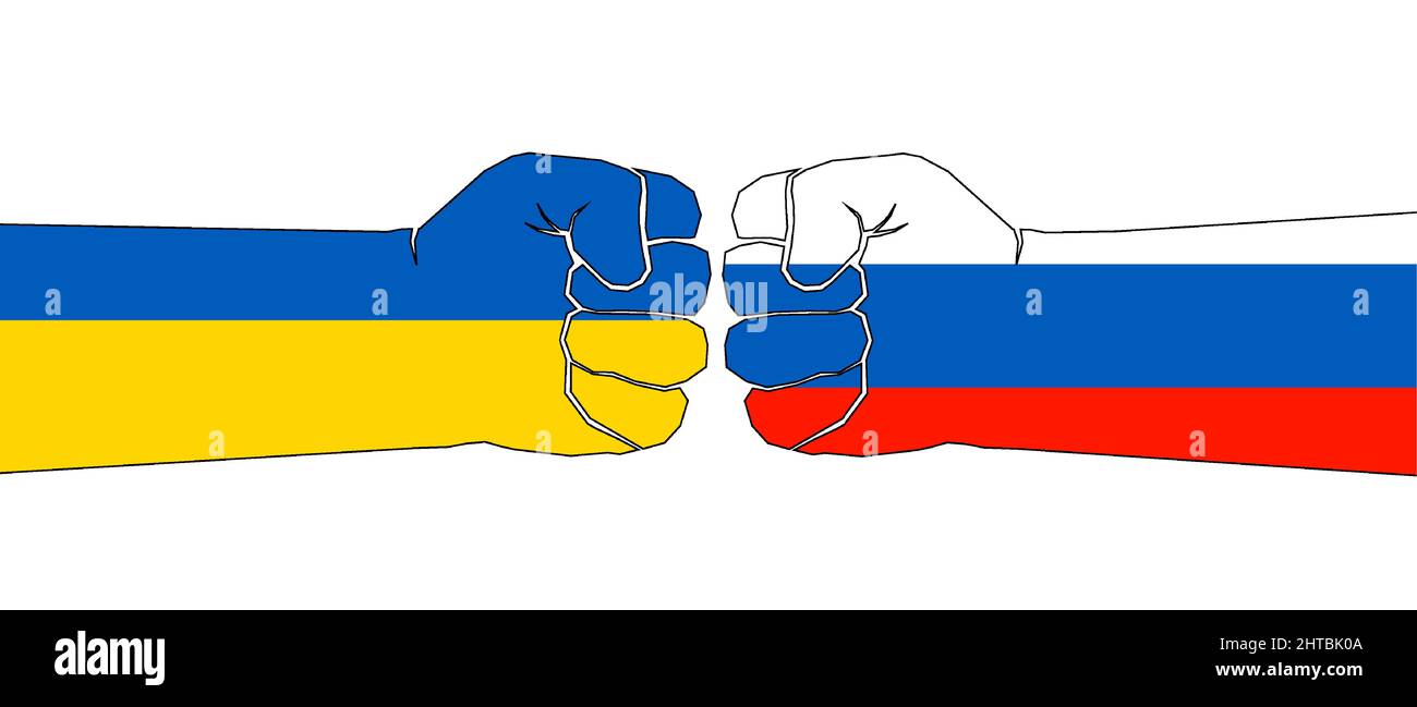 Russland gegen die Ukraine, Krieg in Europa 2022 Stock Vektor