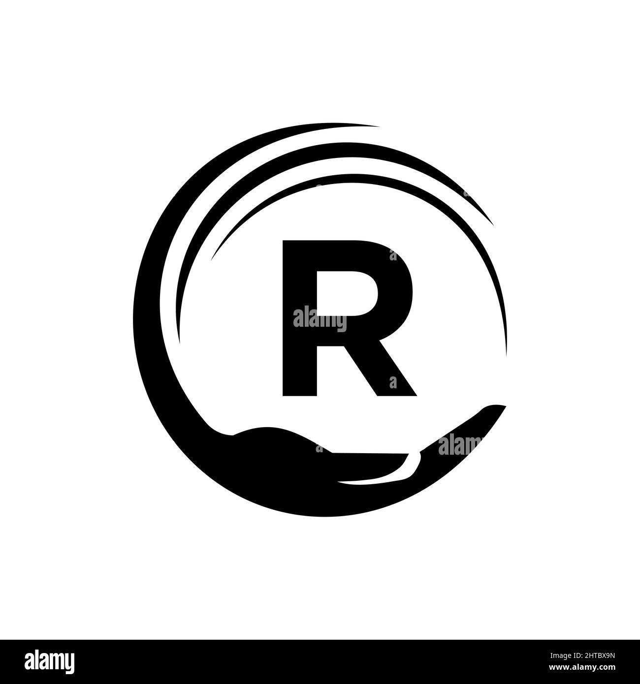 Charity-Logo-Vorlage auf Brief R. Initial Unity Foundation Human Logo Sign. Unity Team Work Logo-Design mit R-Letter-Vorlage Stock Vektor