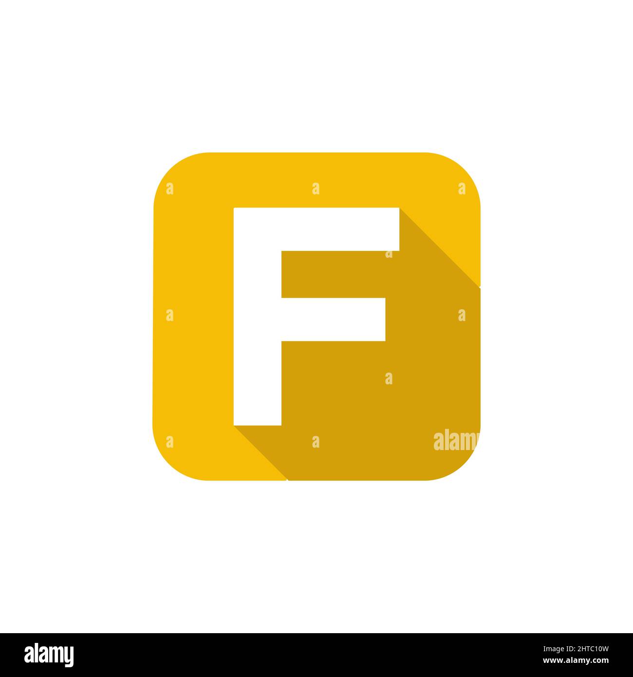 Alphabet, Textsymbol Flaches Symbol F Buchstabe mit Vorlage für lange Schattensymbole Stock Vektor