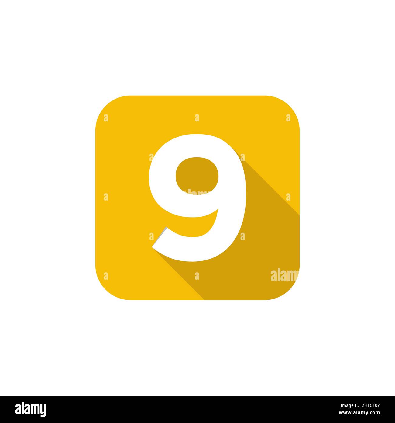 Alphabet, Textsymbol Flachsymbol 9 Buchstabe Mit Vorlage Für Lange Schatten Stock Vektor