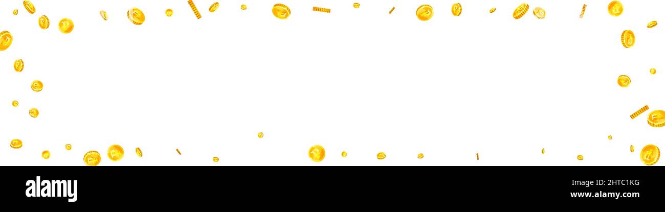 Russische Rubel-Münzen fallen. Schön verstreute RUB-Münzen. Russland Geld. Attraktives Jackpot-, Reichtum- oder Erfolgskonzept. Vektorgrafik. Stock Vektor