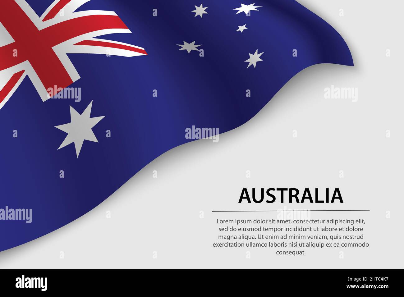 Wellenfahne von Australien auf weißem Hintergrund. Banner- oder Ribbon-Vektor-Vorlage für den Unabhängigkeitstag Stock Vektor