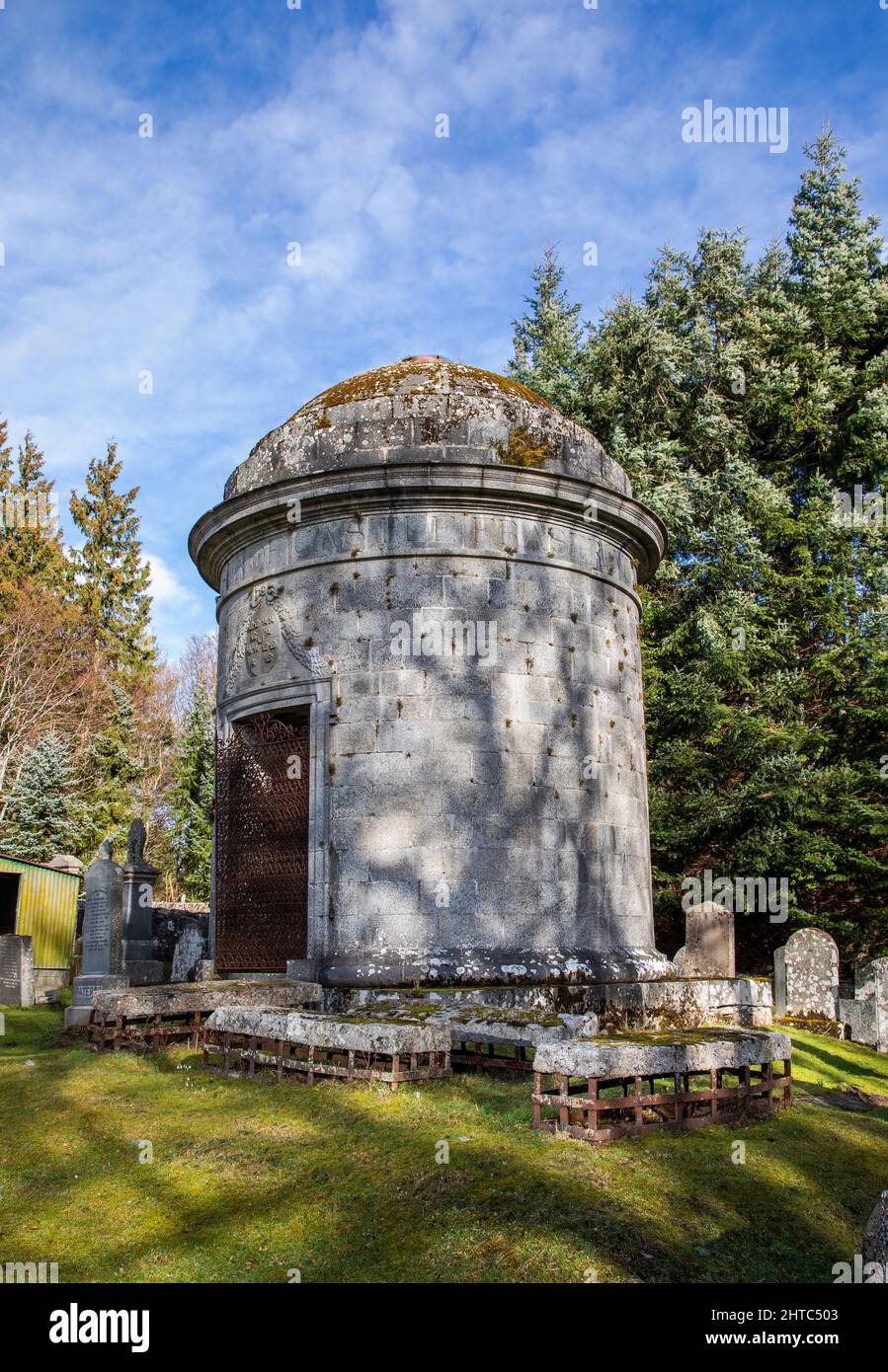 Das Fraser Mausoleum in Cluny Old Kirkyard bei Monymusk, in Aberdeenshire, Schottland Stockfoto