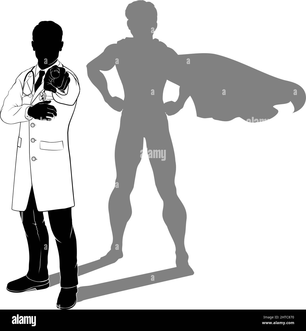 Doktor Ponting Silhouette Super Hero Shadow Stock Vektor