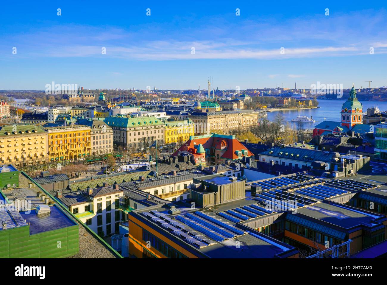 Wundervolle Aussicht auf die Skyline von Stockholm. Schweden. Stockholm ist die Hauptstadt, das kulturelle, politische und wirtschaftliche Zentrum Schwedens. Stockfoto