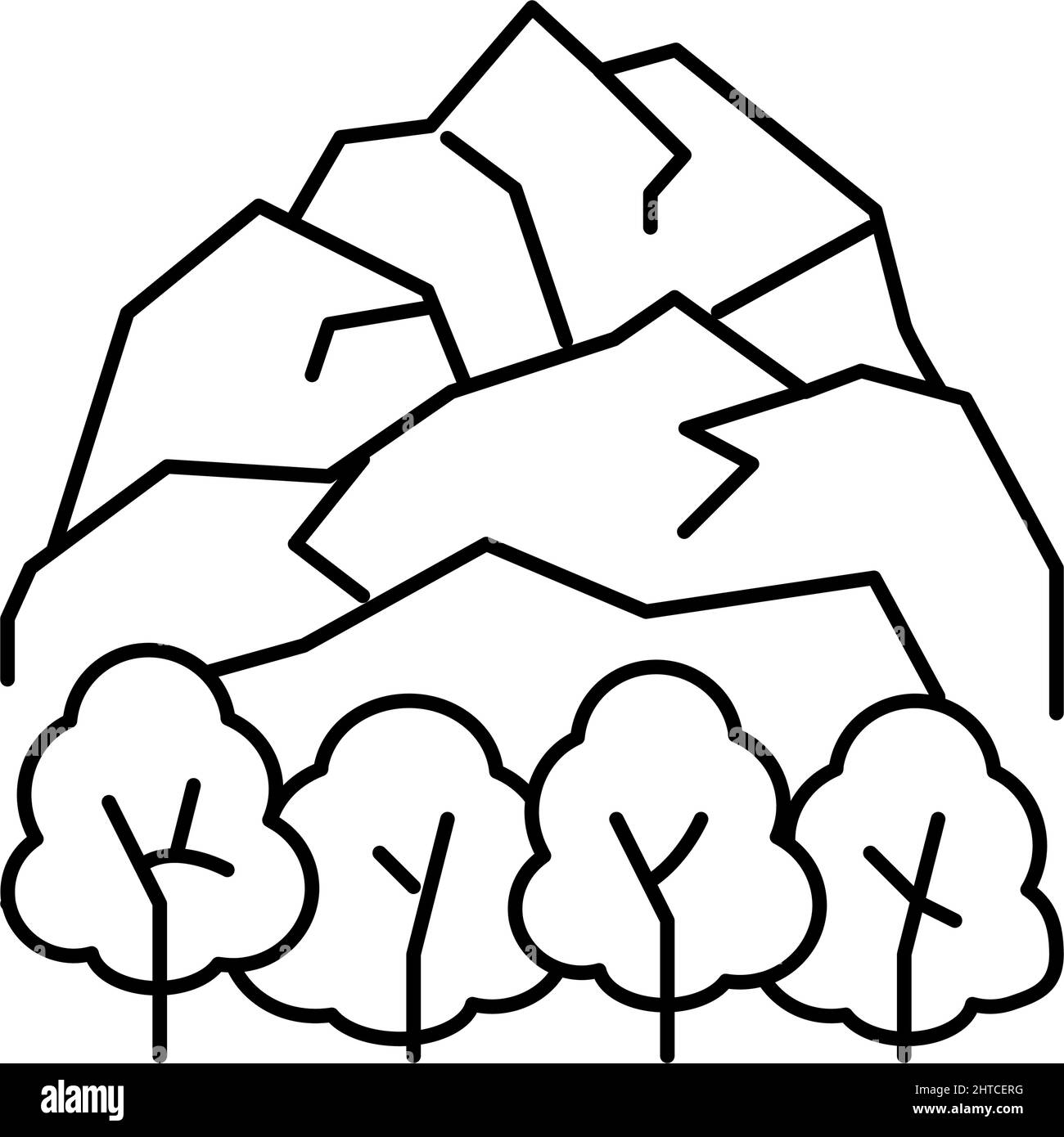 Vektorgrafik für Symbole der Tundra-Landscape-Linie Stock Vektor