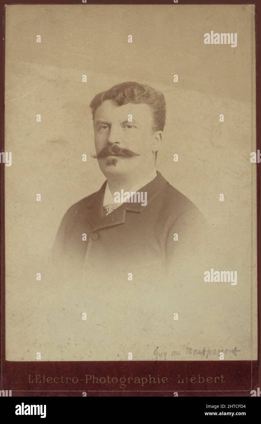 Porträt von Guy de Maupassant. Private Sammlung. Stockfoto