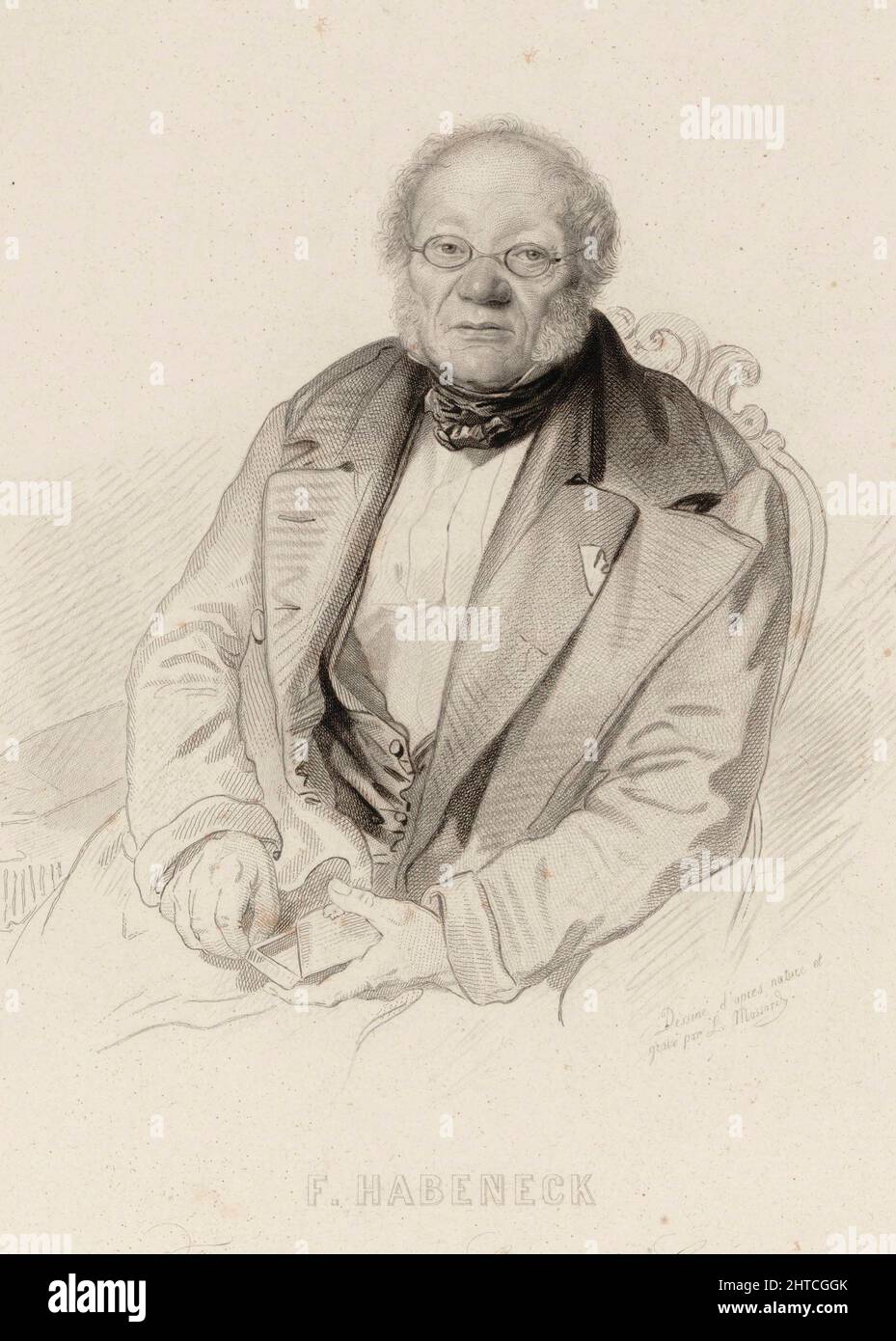 Porträt des Komponisten Fran&#XE7;ois Antoine Habeneck (1781-1849), 1840. Private Sammlung. Stockfoto