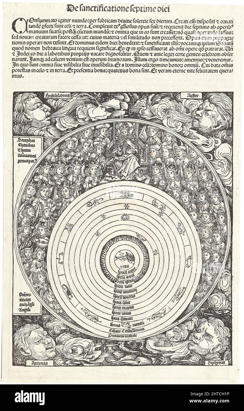 De sanctificatione septime diei (aus der Schedels Weltchronik), um 1493. Private Sammlung. Stockfoto