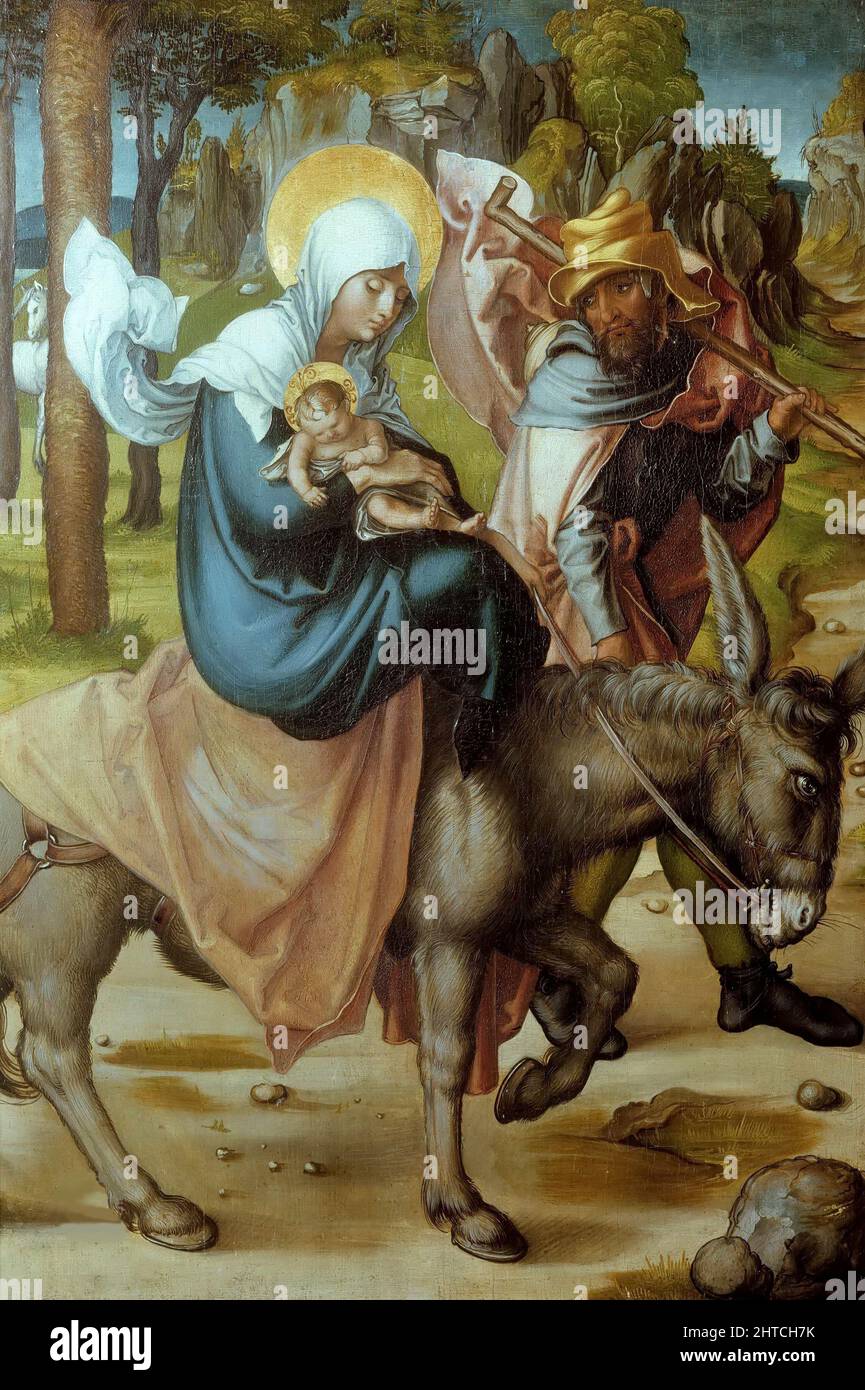 Sieben Schmerzen Polyptychon: Die Flucht nach Ägypten, 1495-1496. Gefunden in der Sammlung der Staatlichen Kunstsammlungen Dresden. Stockfoto Sieben Schmerzen Polyptychon: Die Flucht nach Ägypten, 1495-1496. Gefunden in der Sammlung der Staatlichen Kunstsammlungen Dresden. Stockfoto
