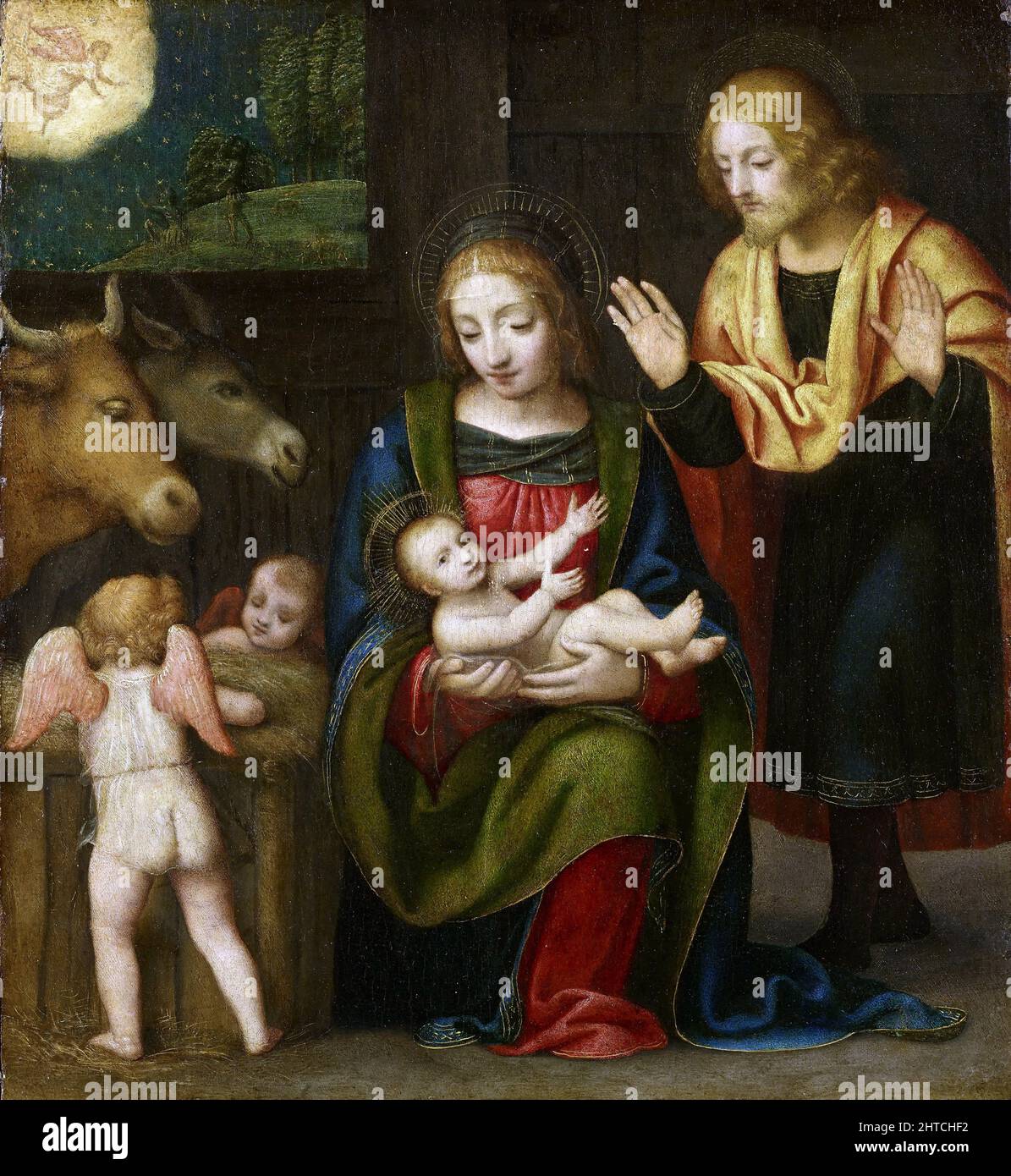 Die Anbetung des Christkindes, 1524. Gefunden in der Sammlung der Accademia Carrara, Bergamo. Stockfoto