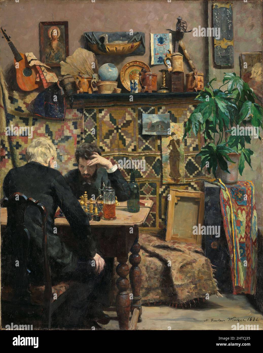 Schachspieler, 1886. Gefunden in der Sammlung des Nasjonalmuseet for Kunst, Arkitektur Og Design, Oslo. Stockfoto