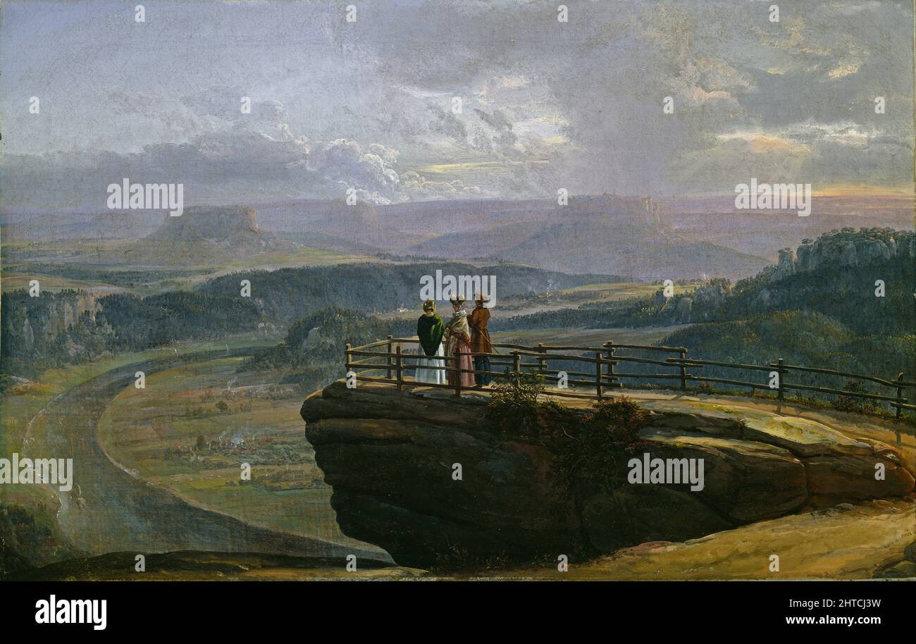 Blick von Bastei, 1819. Gefunden in der Sammlung des Nasjonalmuseet for Kunst, Arkitektur Og Design, Oslo. Stockfoto