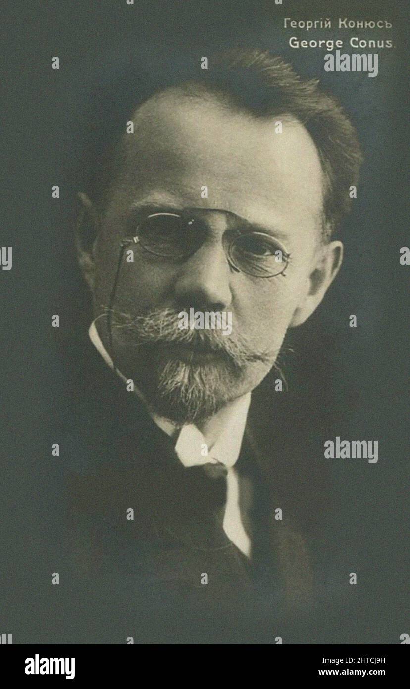 Porträt des Komponisten Georgi Eduardovich Conus (1862-1933), 1910s. Private Sammlung. Stockfoto