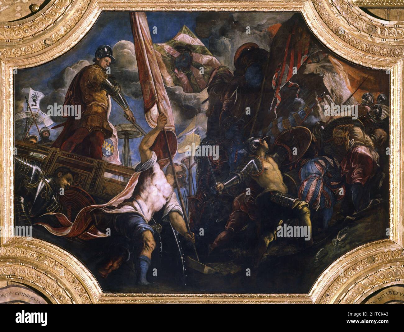 Venezianer erobern Gallipoli (Krieg von Ferrara oder Salzkrieg gegen den Herzog von Ferrara 1478?1484), um 1580-1582. Gefunden in der Sammlung des Palazzo Ducale, Venedig. Stockfoto