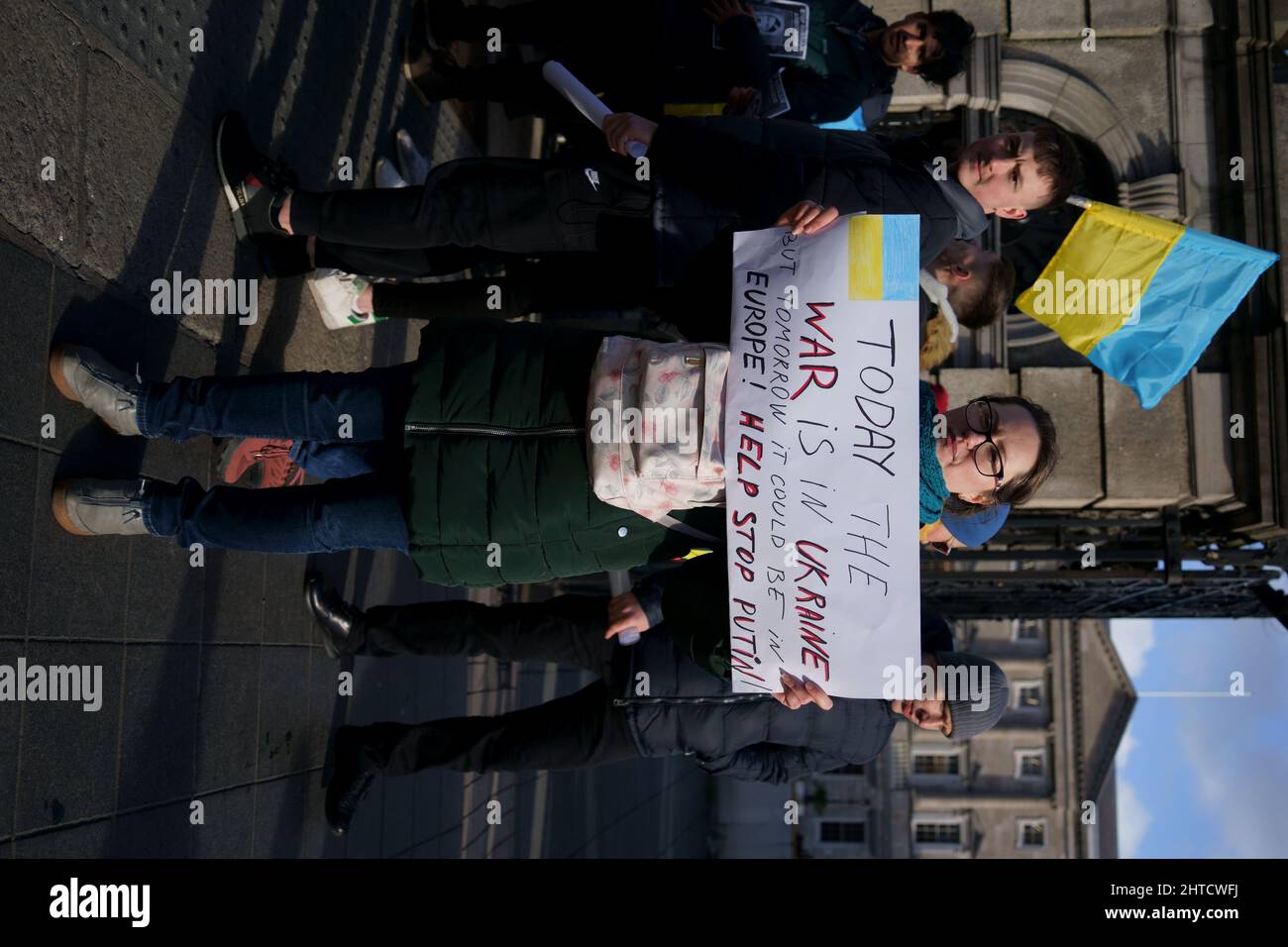 Protest gegen Krieg vor dem Leinster House (Irisches Parlament) Stockfoto