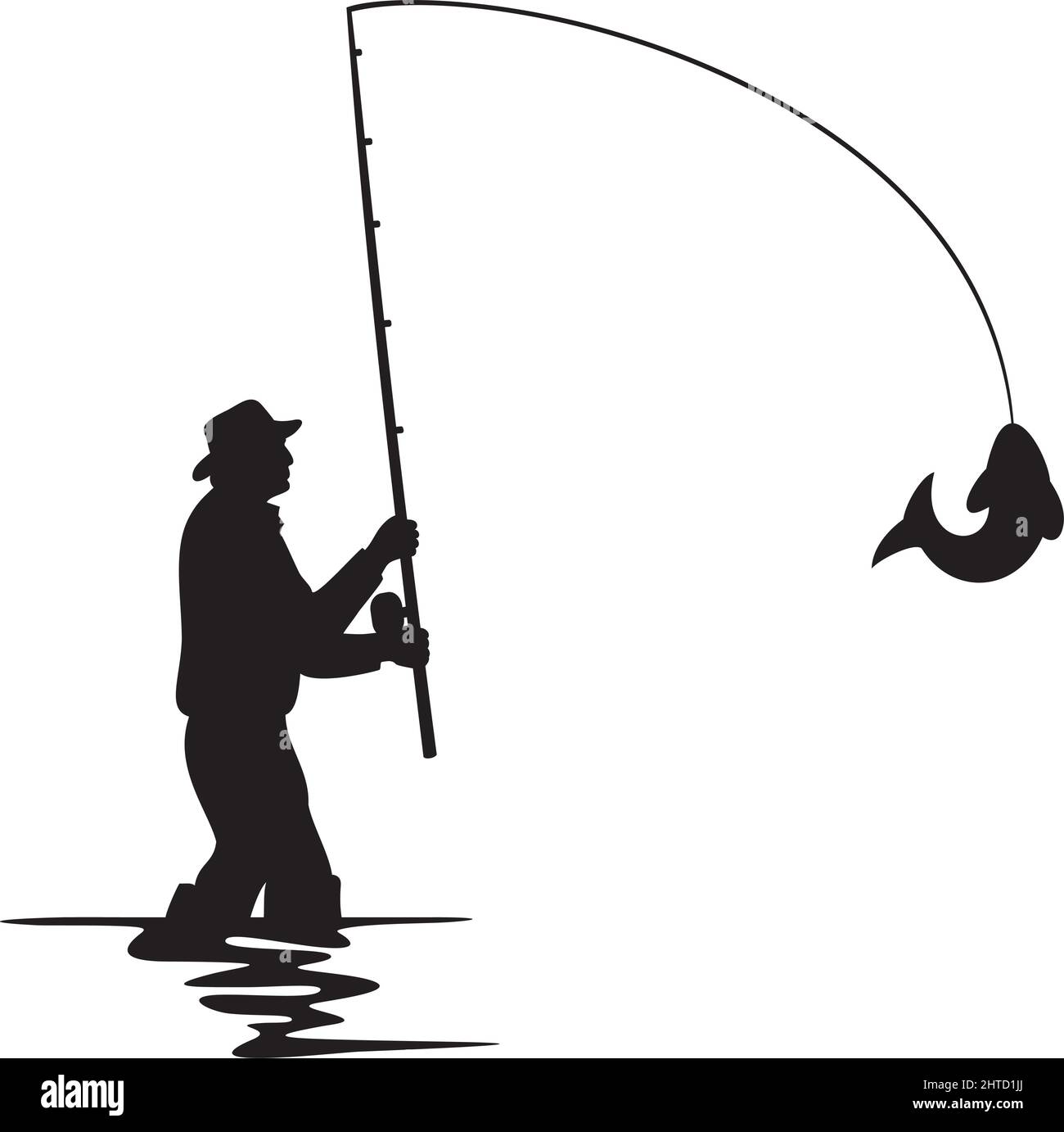 Fischer hat eine Vektordarstellung der Fischsilhouette erwischt Stock Vektor