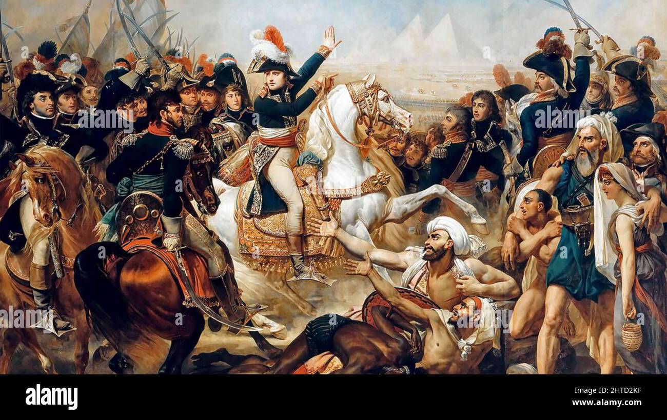 DIE SCHLACHT DER PYRAMIDEN 21. JULI 1798. Ein Gemälde von Baron Antoine-Jean Gros aus dem Jahr 1810, auf dem Napoleon die Mamluken besiegt Stockfoto