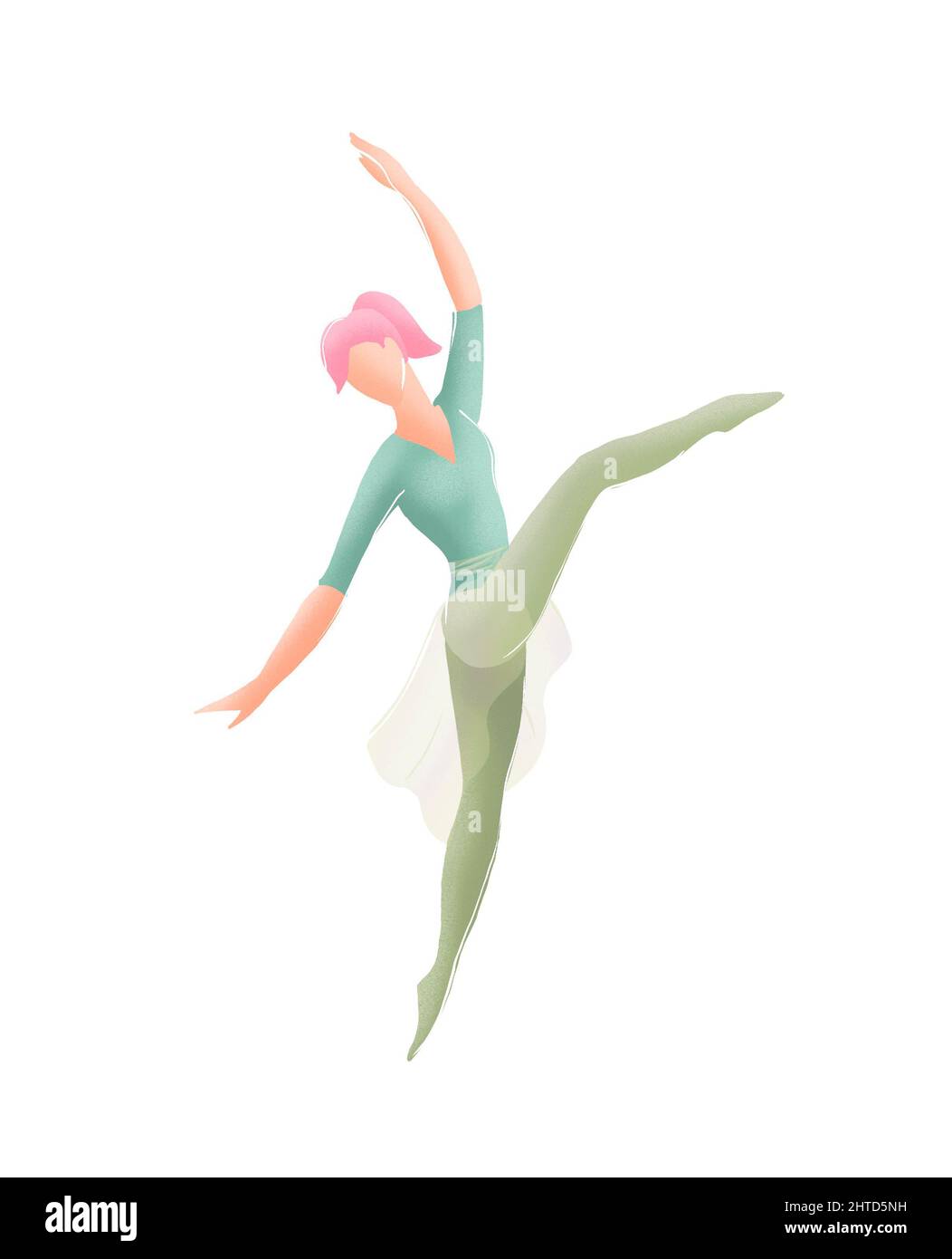 Illustration einer Balletttänzerin in Attitude Position Sprung auf spitzenschuhe Stockfoto
