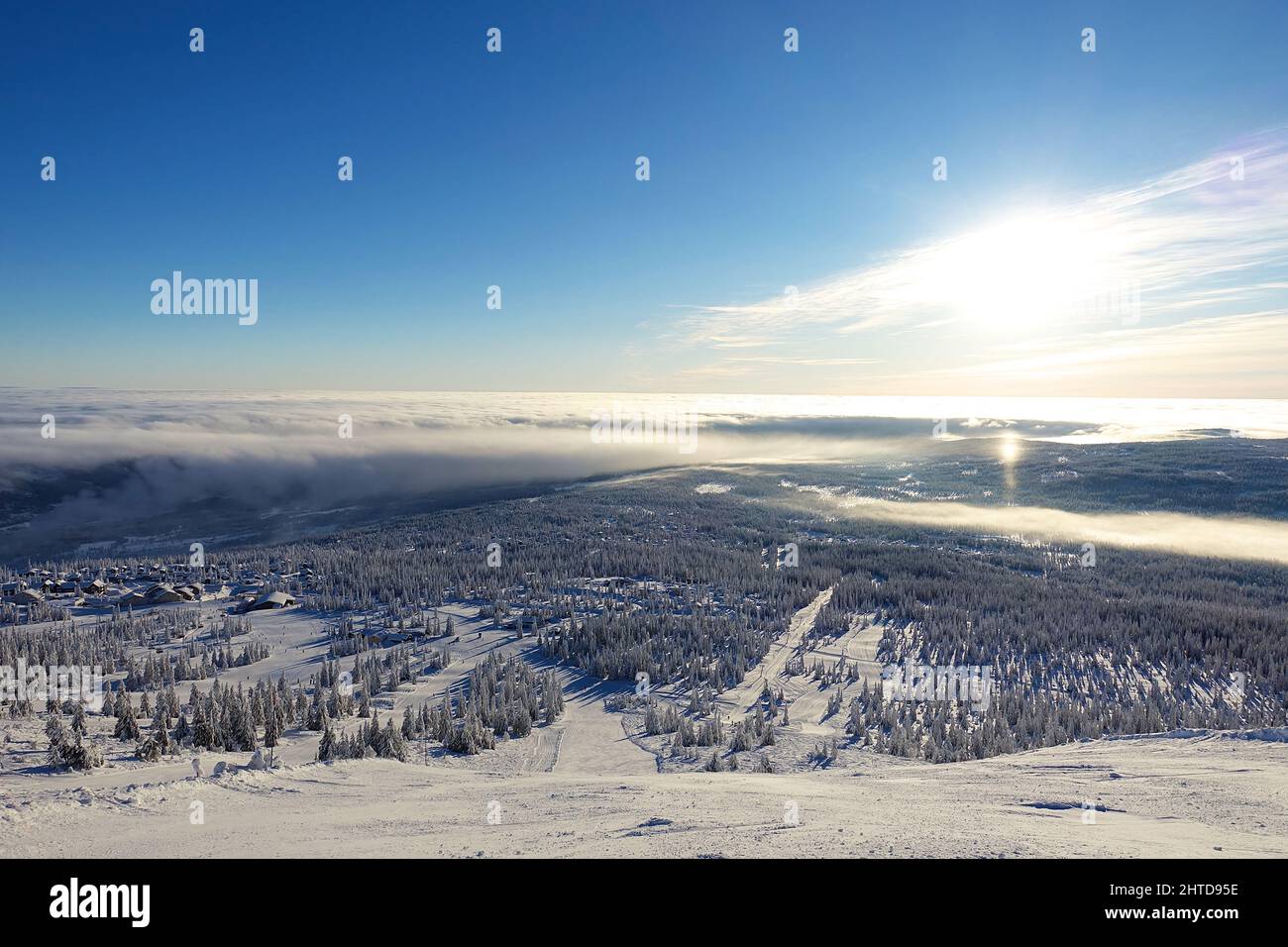 Winter in einem arktischen und gefrorenen norwegen Stockfoto