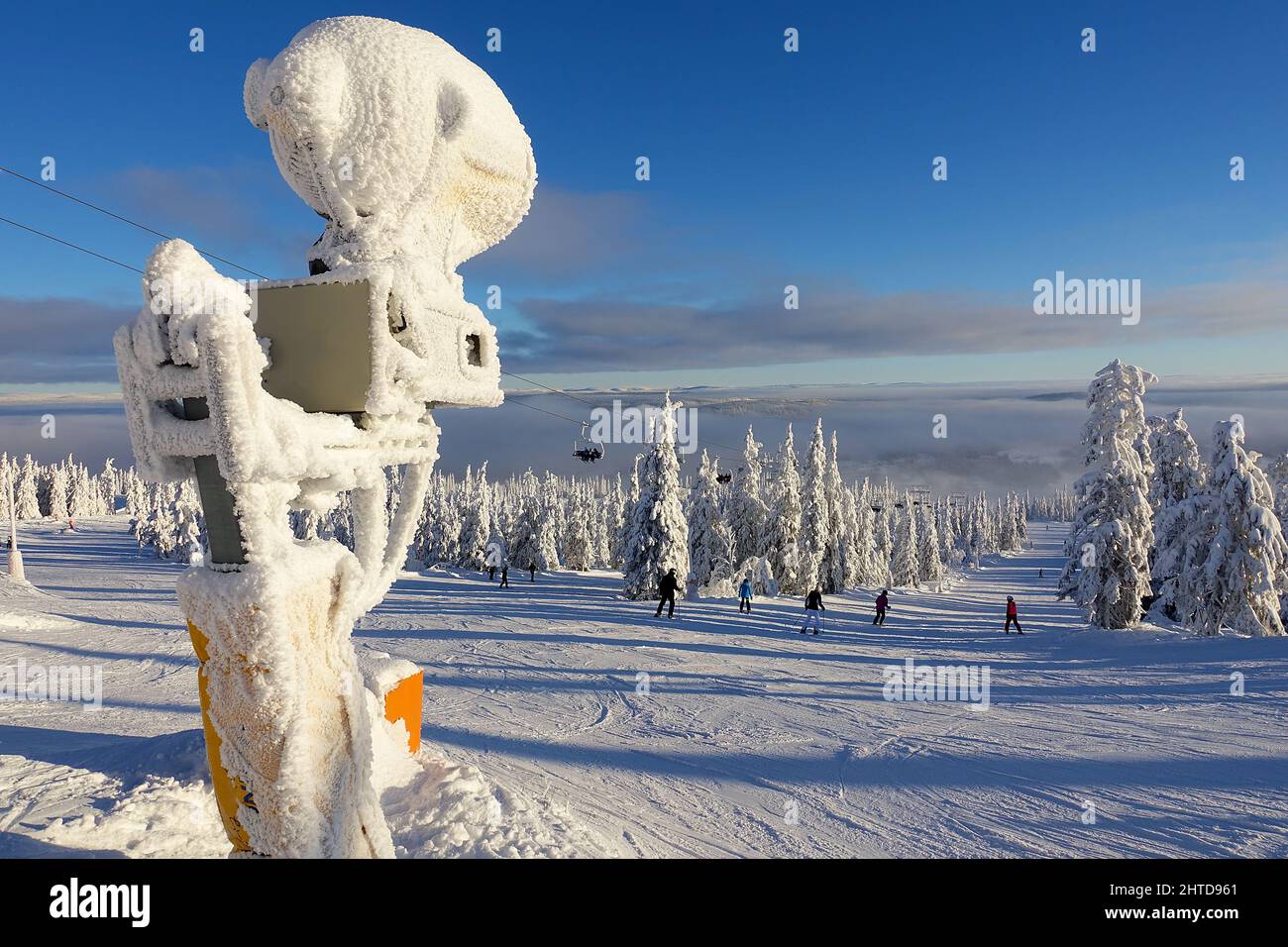 Winter in einem arktischen und gefrorenen norwegen Stockfoto