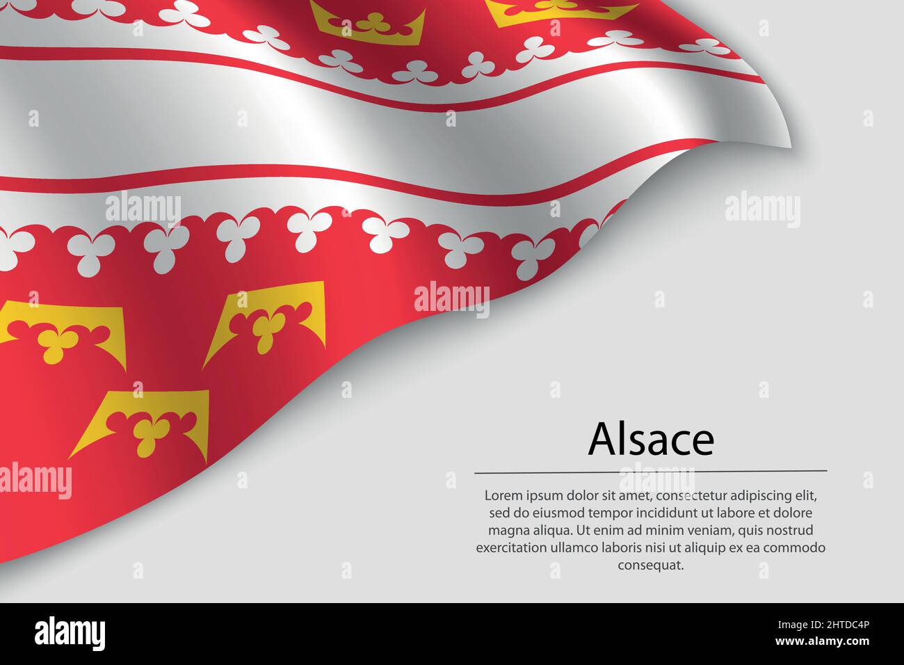 Die Flagge des Elsass ist eine Region Frankreichs. Banner- oder Ribbon-Vektorvorlage Stock Vektor