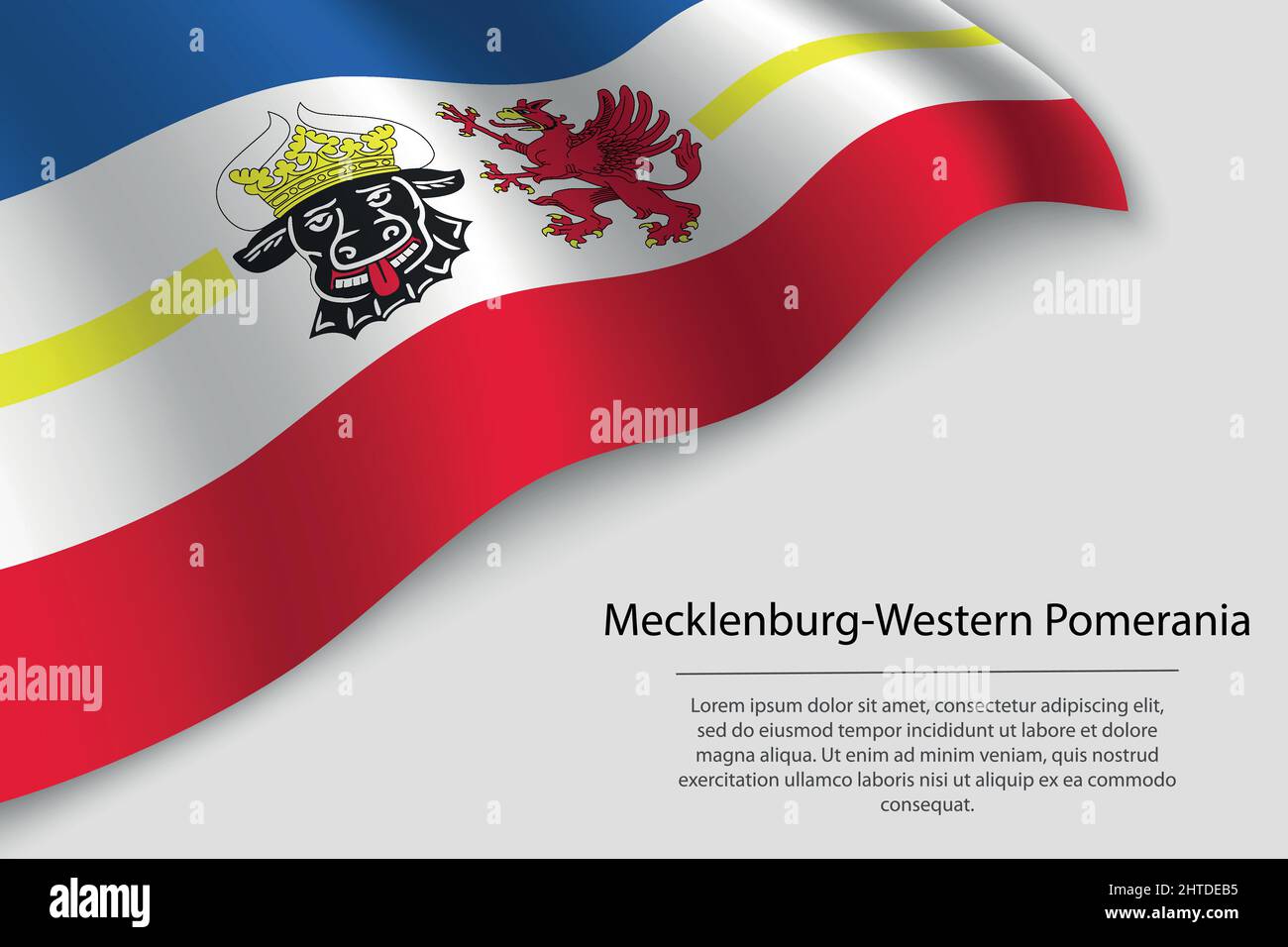 Die Wellenfahne von Mecklenburg-Vorpommern ist ein Bundesland von Deutschland. Banner- oder Ribbon-Vektorvorlage Stock Vektor