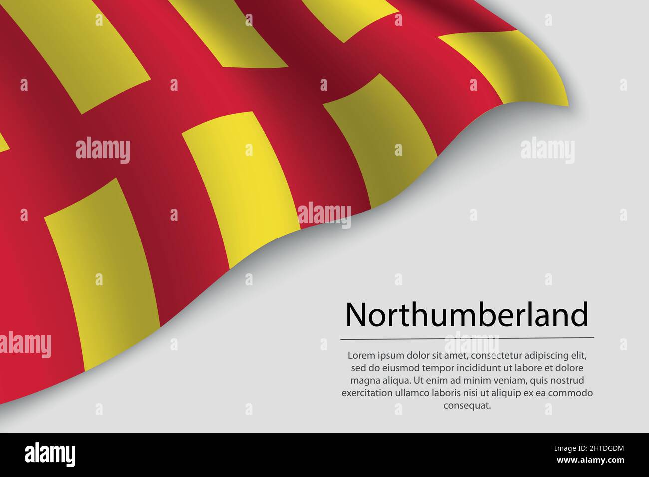 Die Flagge von Northumberland ist eine Grafschaft von England. Banner- oder Ribbon-Vektorvorlage Stock Vektor