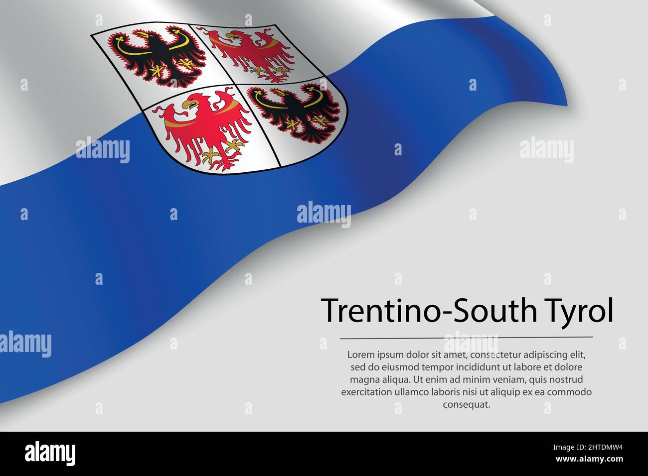 Die Wellenfahne von Trentino-Südtirol ist eine Region Italiens. Banner- oder Ribbon-Vektorvorlage Stock Vektor