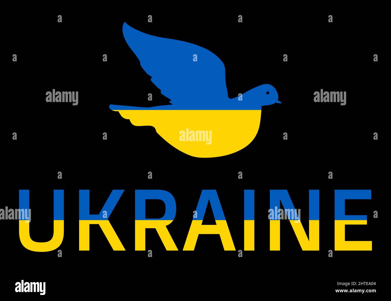 Fliegende Taube symbolisiert das freie Land der Ukraine. Das Konzept ist ein flatternder Vogel, der in den Farben der ukrainischen Nationalflagge gemalt ist. Symbol der Abhängigkeit Stock Vektor