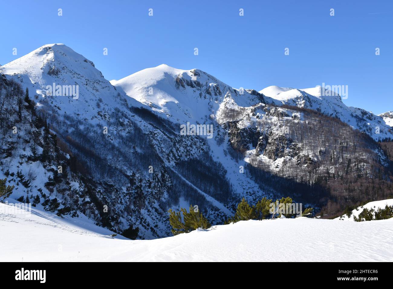 Winterwandertag auf dem Zelengora Berg, Teil 2 Stockfoto