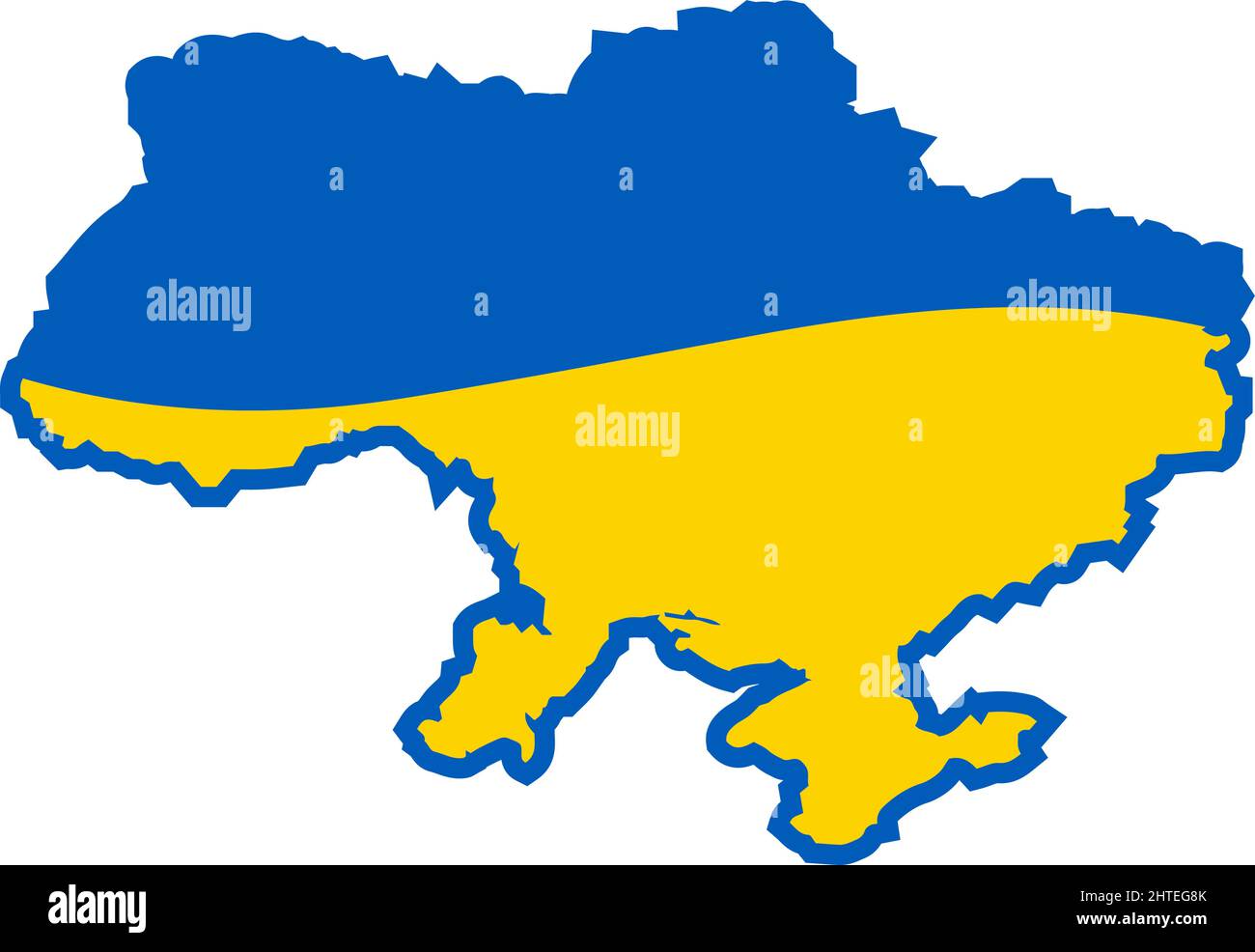 Karte Territorium der Ukraine in Blau und Gelb Farben. Ruhm der Ukraine. Unabhängiger Staat, staatliche Farbe, gelb-blau ukrainische Farbe.-ErgänzungKategorie Stock Vektor