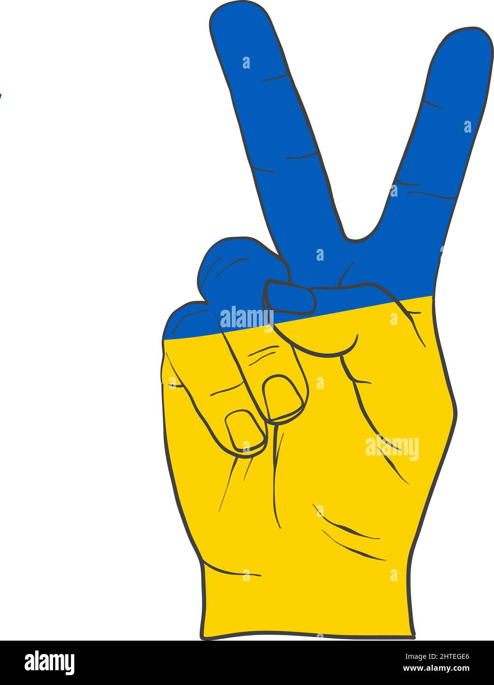 Friedenshand Symbol Freiheit für die ukraine. Symbol für die Unterstützung der Menschen in Kiew und der Ukraine. Gemeinsam stark bleiben. Patriotisches Symbol, Symbol.-ErgänzungKategorien+ Stock Vektor