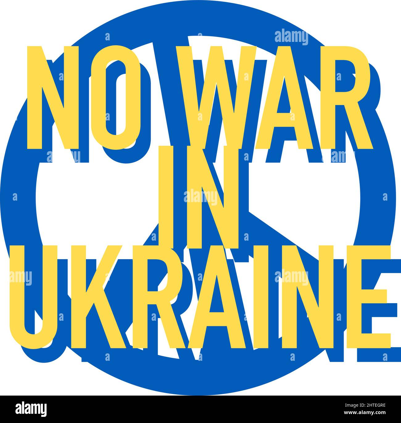 Schriftzug „No war in Ukraine“ auf Friedenssymbol. Support-Symbol für Menschen in Kiew und der Ukraine. Gemeinsam stark bleiben. Patriotisches Symbol, Symbol.-SupplementalCate Stock Vektor