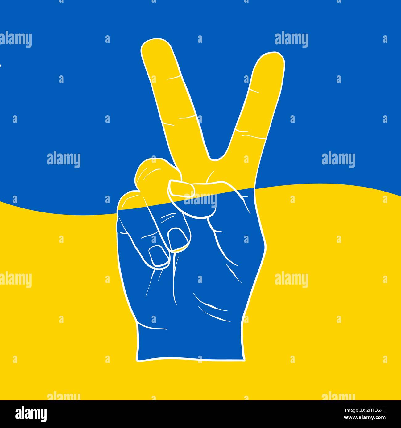 Friedenshand Symbol Freiheit für die ukraine. Symbol für die Unterstützung der Menschen in Kiew und der Ukraine. Gemeinsam stark bleiben. Patriotisches Symbol, Symbol.-ErgänzungKategorien+ Stock Vektor