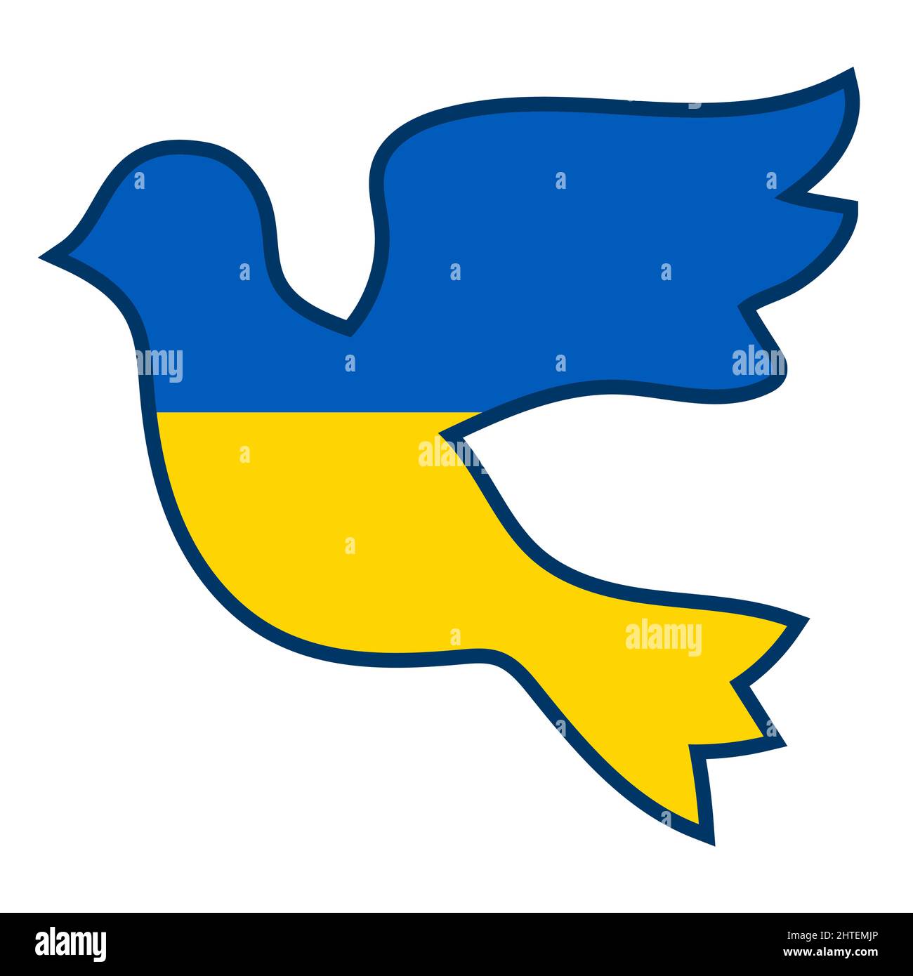 Taube mit ukrainischer Flagge. Friedenssymbol, Vektorgrafik Taubenvögel Stock Vektor