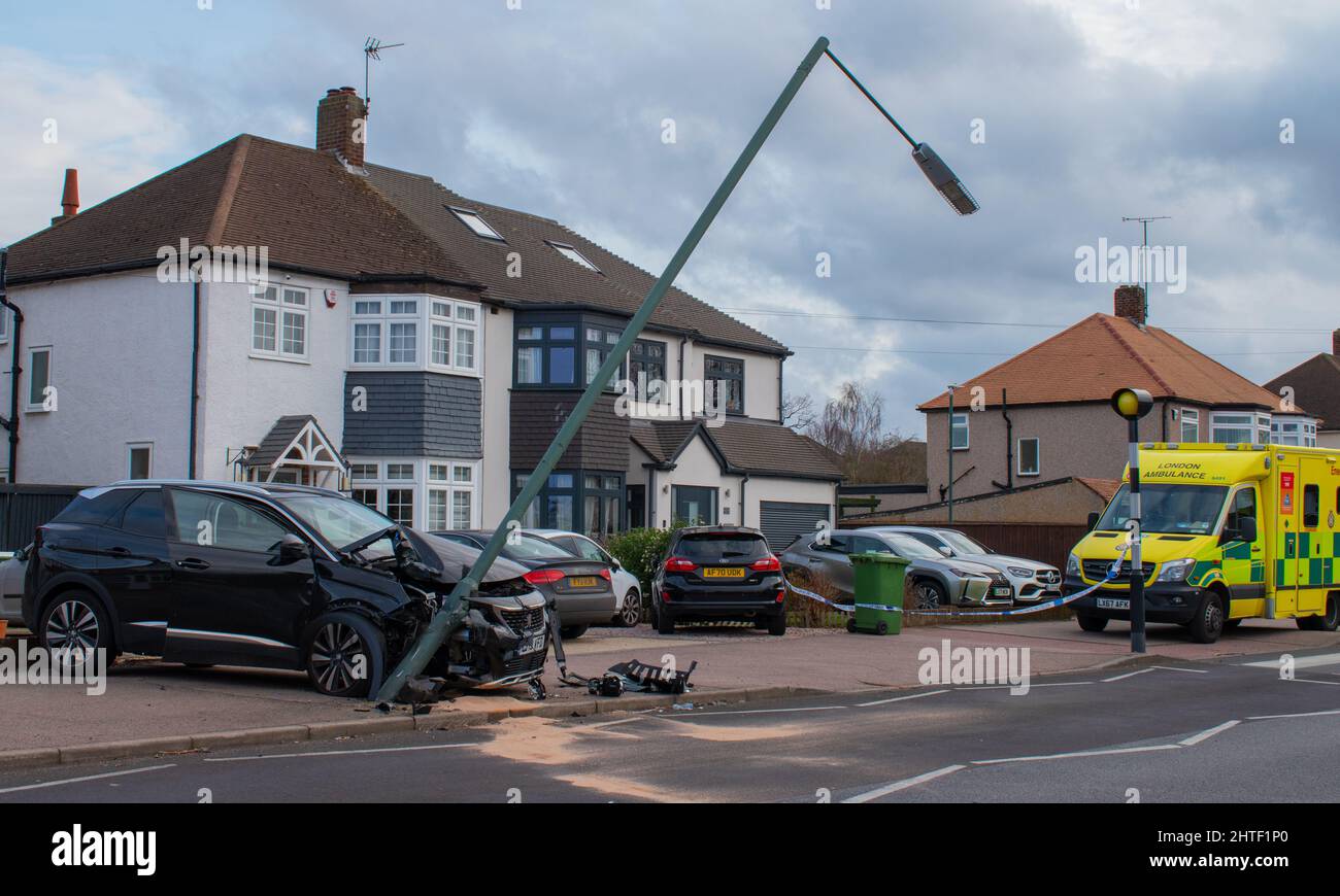 Verkehrsunfall, Sidcup, Kent, England Stockfoto