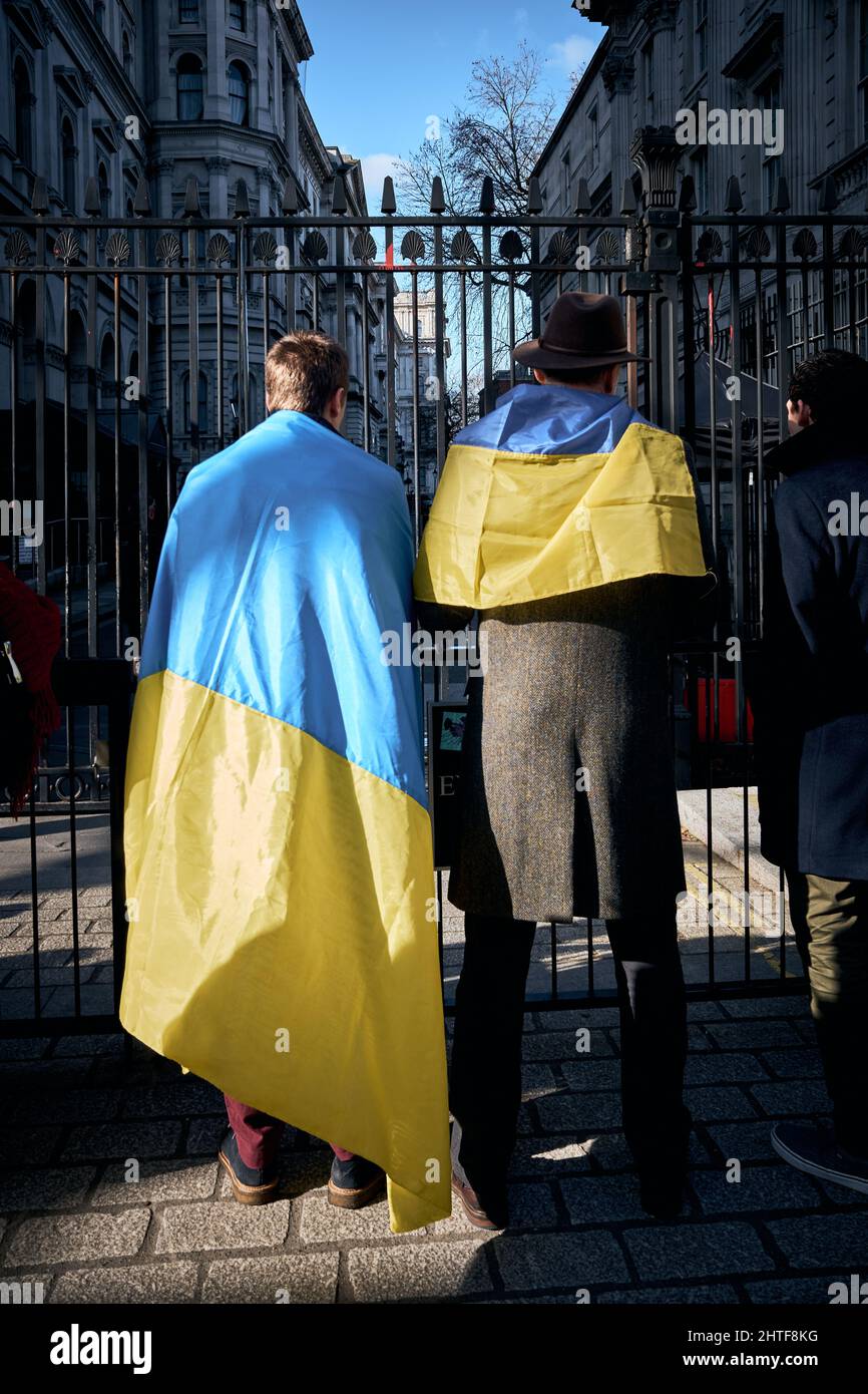 Ukraine-Russland-Demonstranten vor Downing Street 25/02/2022 Stockfoto