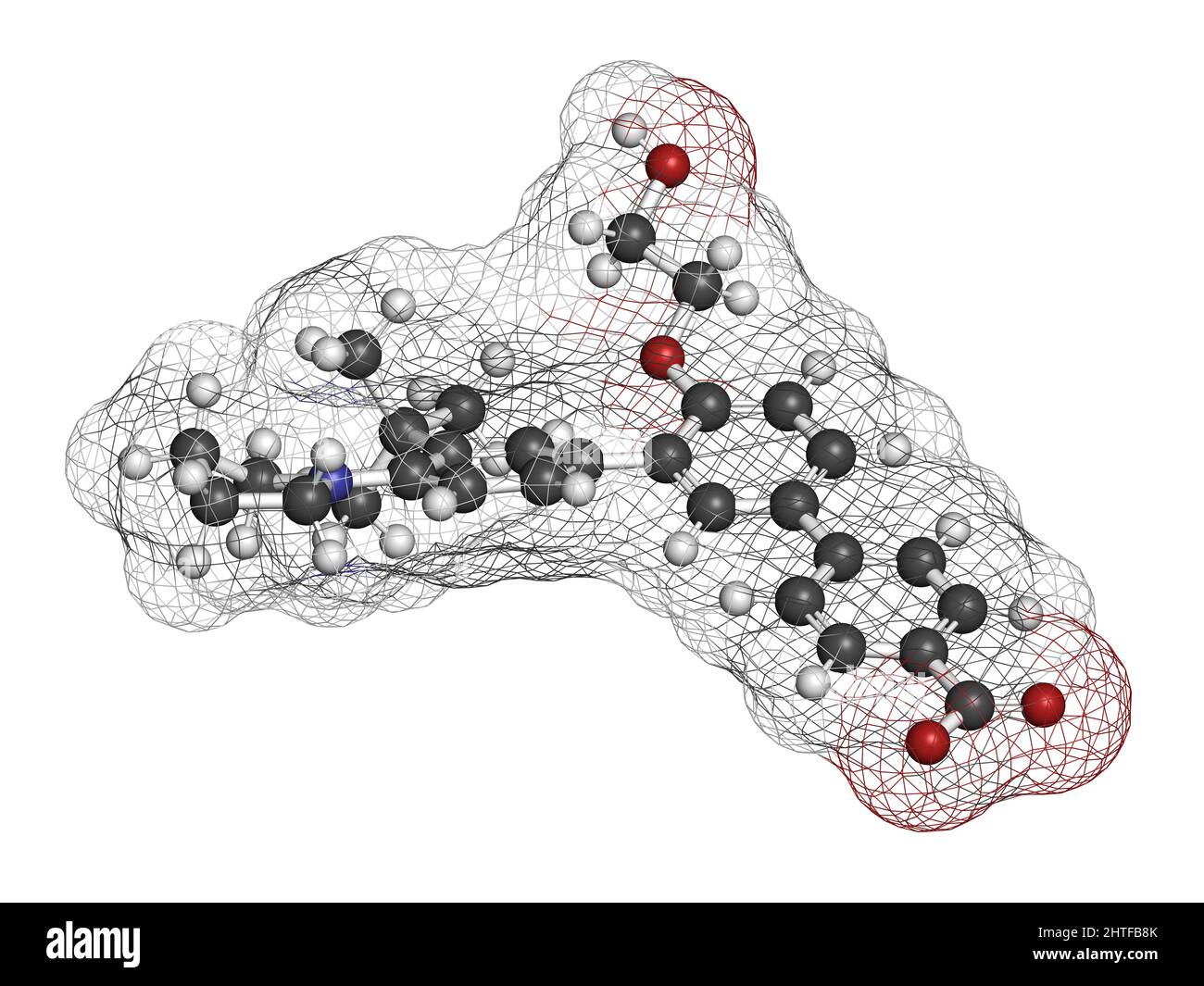 Trifarotene Akne-Medikament-Molekül. 3D-Rendering. Stockfoto