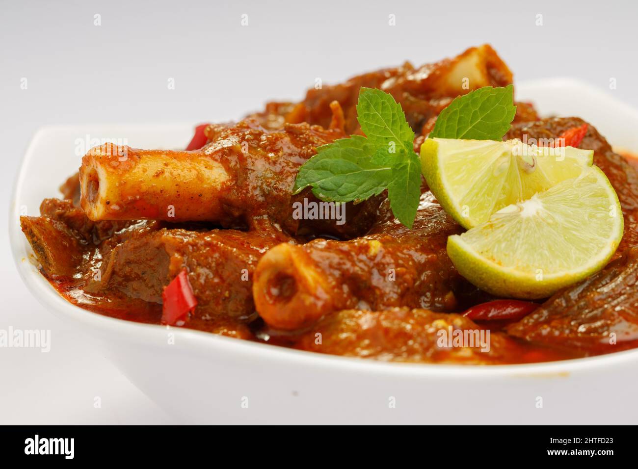 Hammelfleisch-oder Lammfleisch-Cuisine, würzige indische Küche. Stockfoto